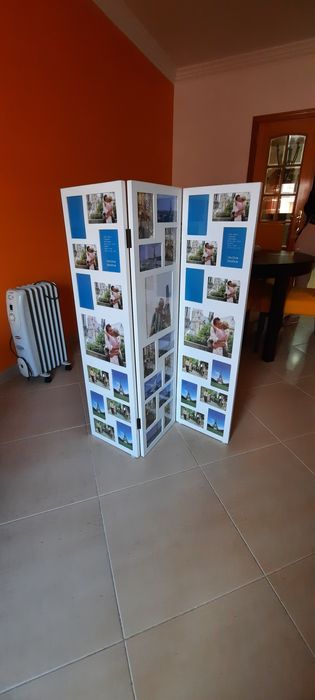 Porta fotografias em forma de biombo em branco medidas 90cm x112 cm