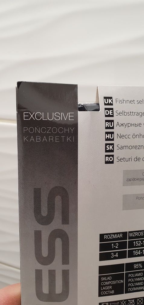 Pończochy samonośne czarne kabaretki 3/4