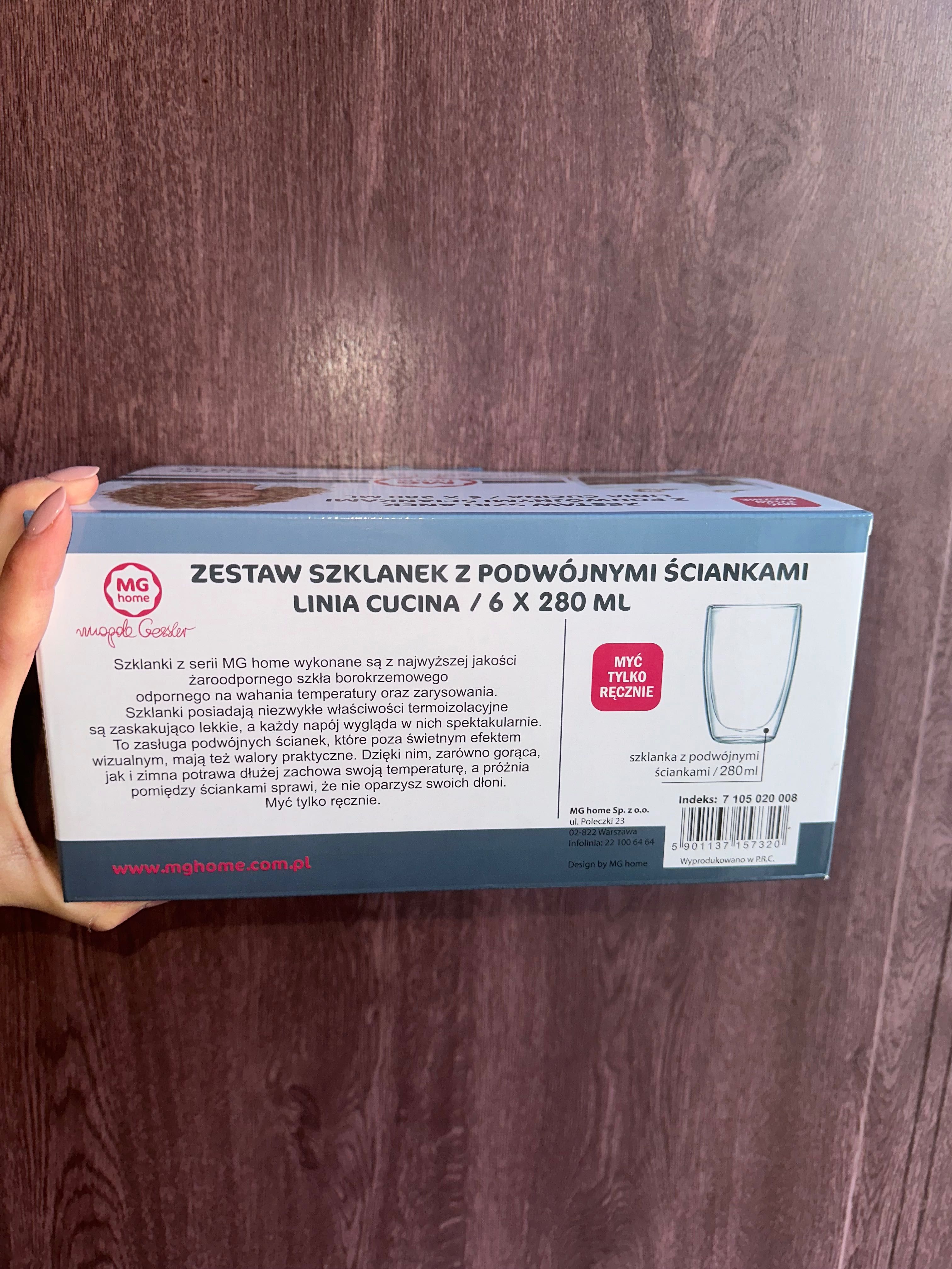Szklanki Magda Gessler MH Home 6 szt nowe 280 ml z podwójnym szkłem