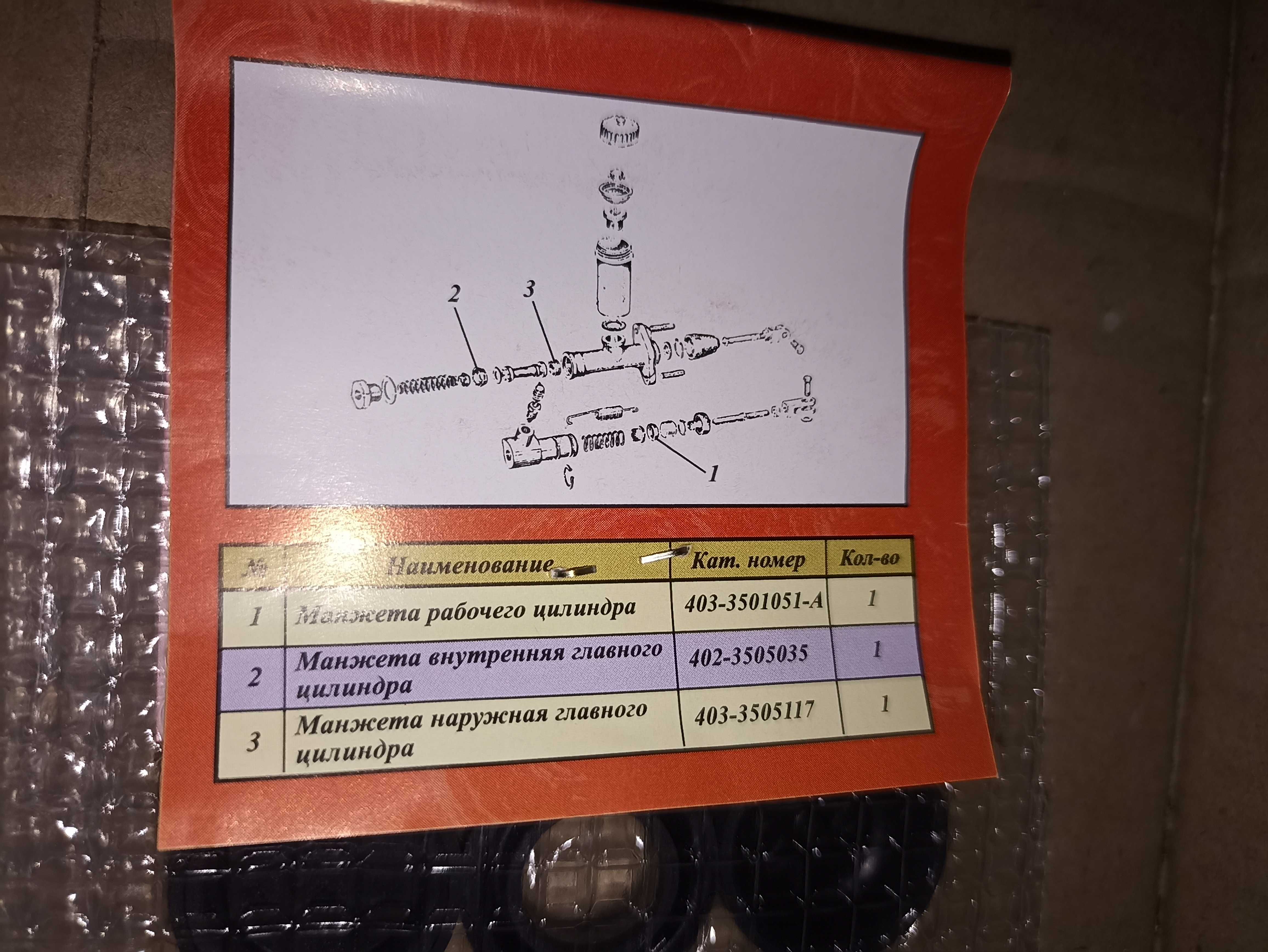 Ремкомплект робочого і головного циліндра зчеплення москвич 412, 2140