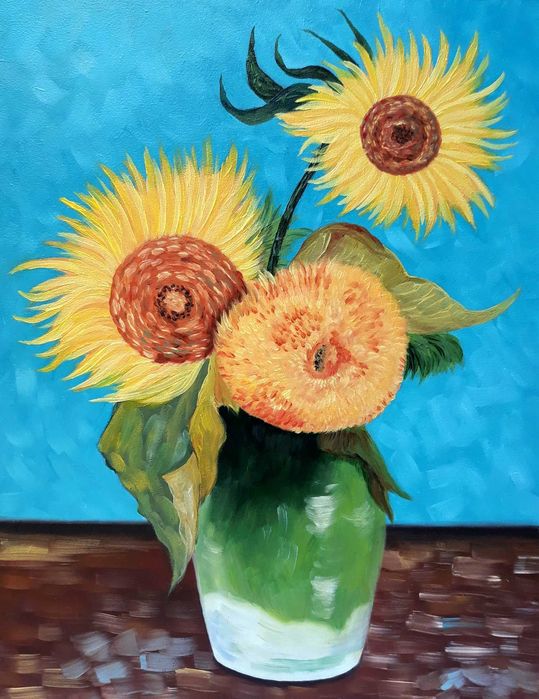Ręcznie malowany obraz olejny 30x40 reprodukcja Van Gogh Słoneczniki