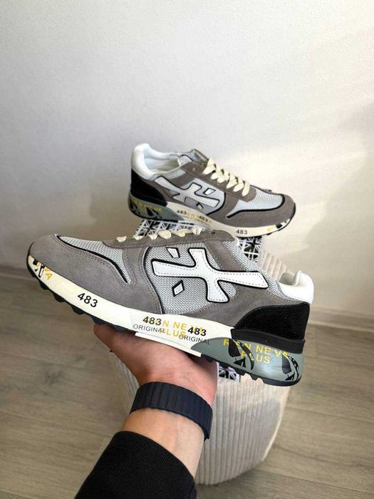 ‼️Оригинал Premiata Grey Black White кроссовки мужские новые замшевые