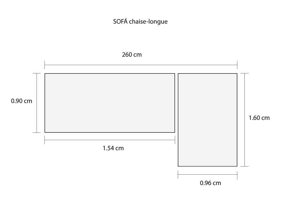 Sofá 3 lugares chaise-longue branco pele