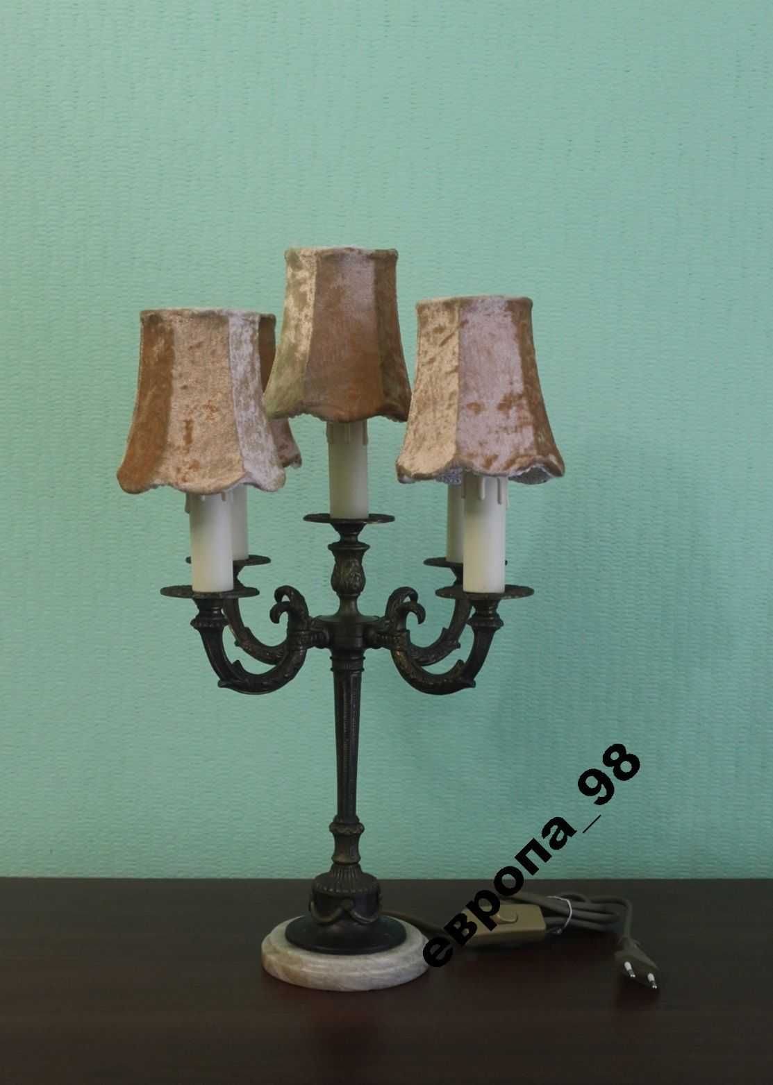 лампа настольная на 5 лампочек, бронза, Франция 1965-й год