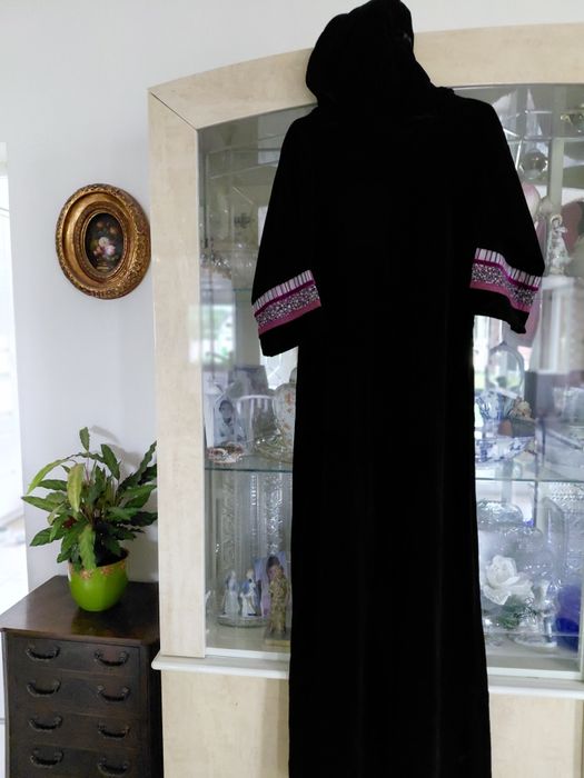 Vintage Bohemian suknia z Norwegii welur zamsz