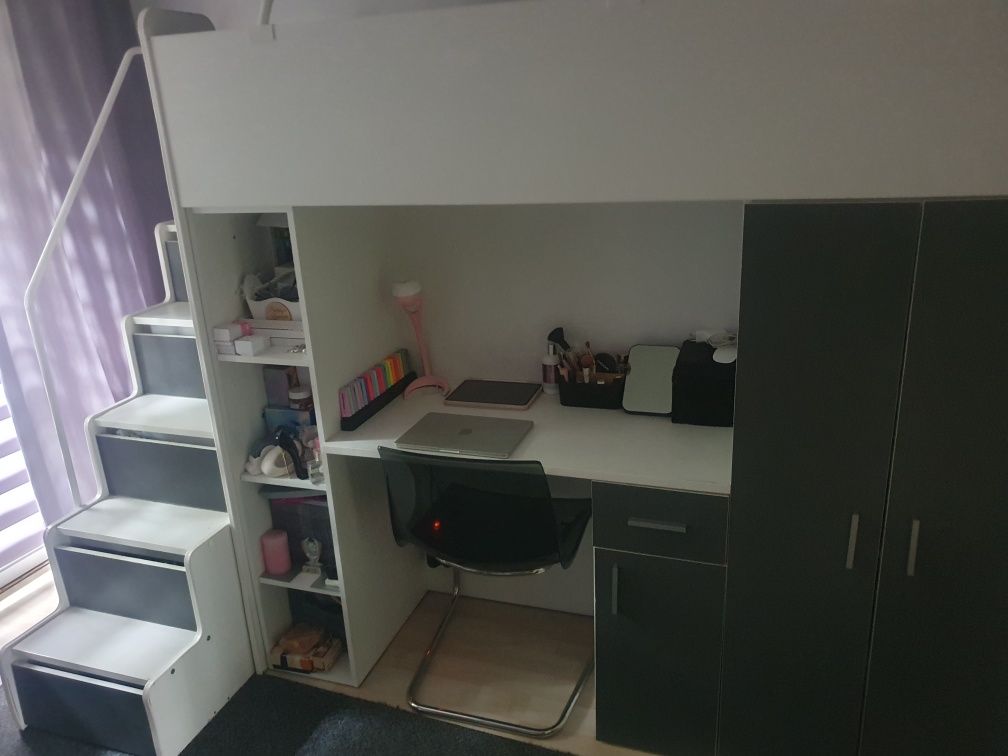 Łóżko z biurkiem piętrowe