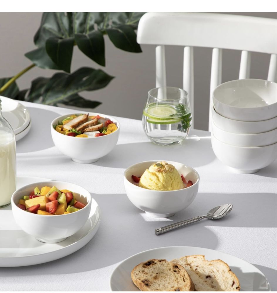 MALACASA Seria REGULAR 8 białych porcelanowych miseczek300ml