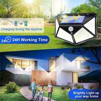 Luz 100 Leds + Painel solar + Sensor de Movimento + Kit Instalação