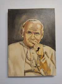 "Papież Polak"-przepiękny obraz olejny na płótnie!