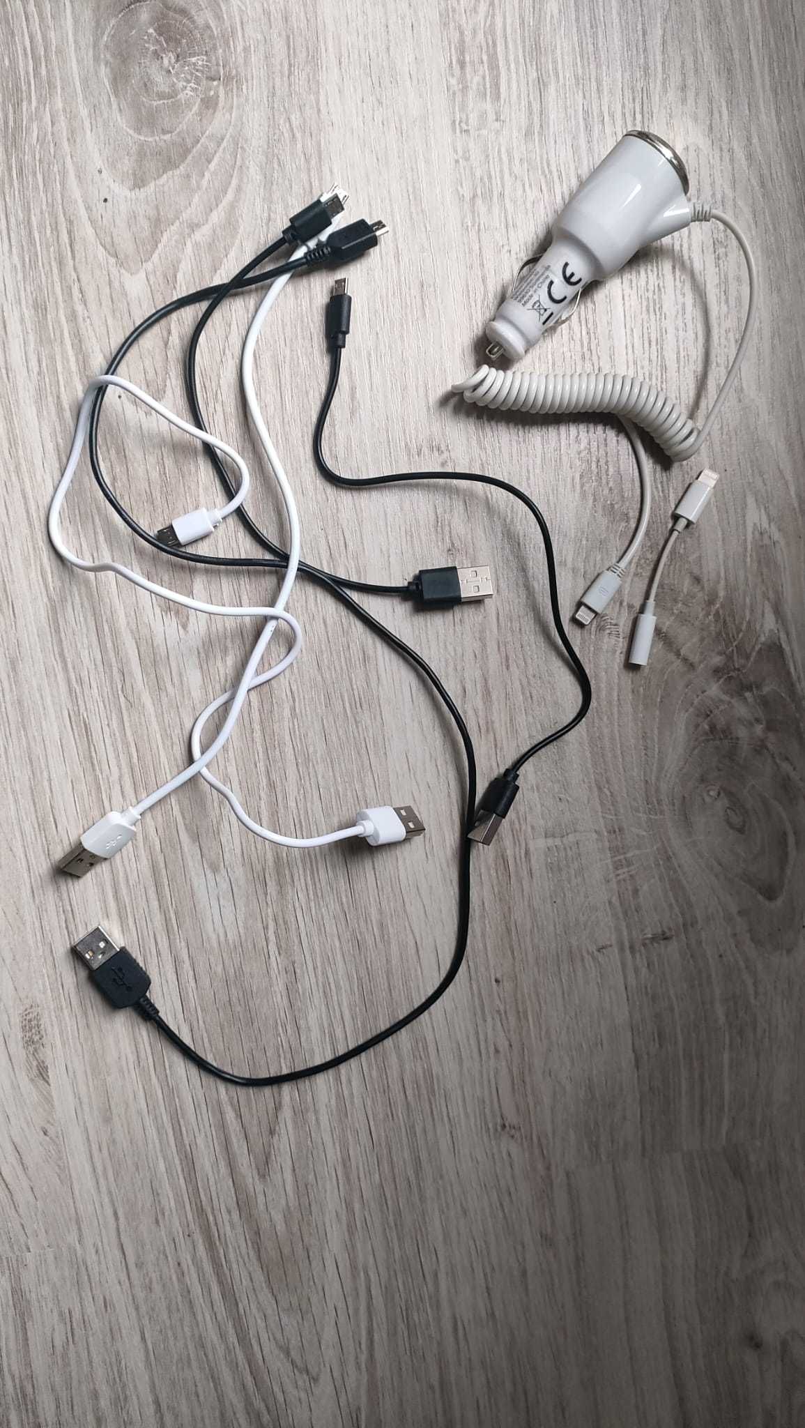 Kable USB-B, ładowarka samochodowa do Apple, kabel na słuchawki