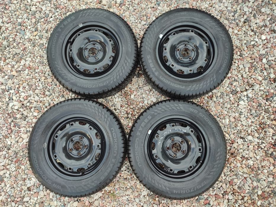 Koła zimowe Opony Nokian Jak nowe 175/70 r14 Polo Ibiza Fabia 5x100