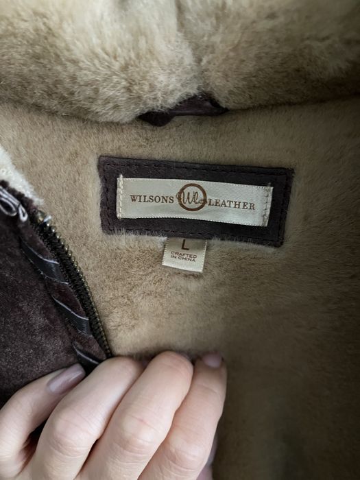 Brazowy zamszowy płaszcz kurtka skóra Wilsons Leather czekolada