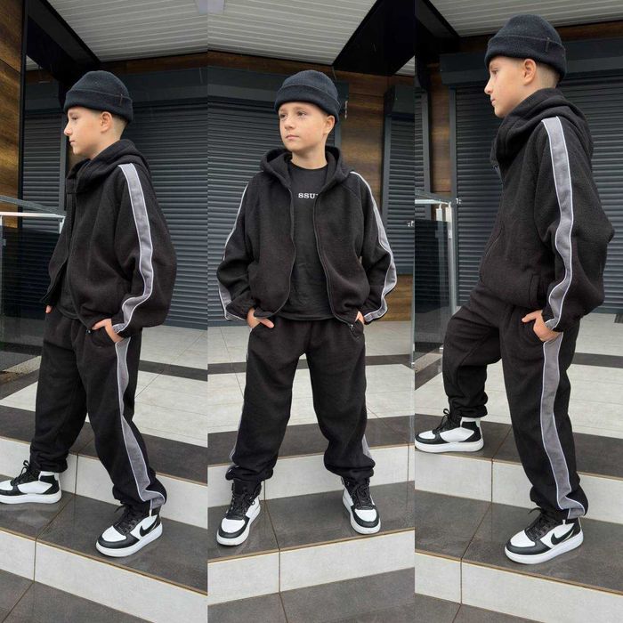 Зимовий хлопчачий костюм на двосторонньому флісі.3 кольори, 134-164р