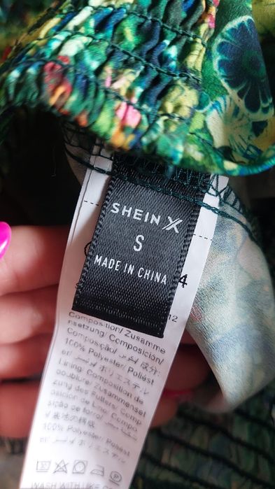 Sukienka mini falbanka wiązana dekolt bez pleców boho S/M Nowa Shein