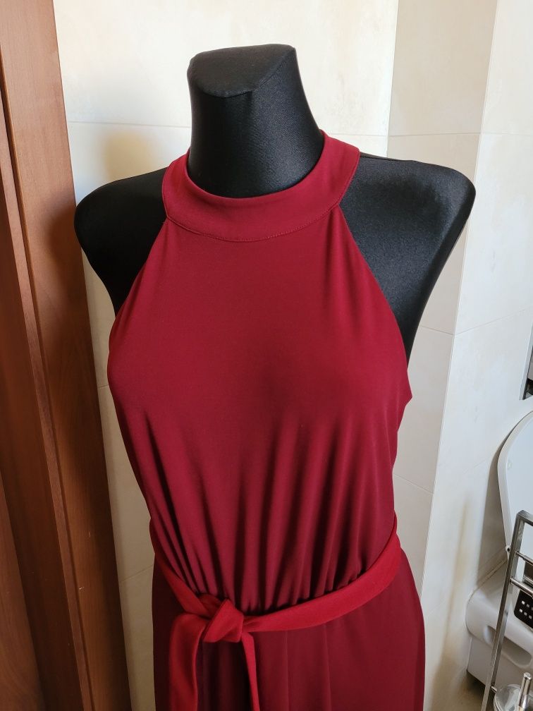 Bodyflirt sukienka długa M wieczorowa bordo halter