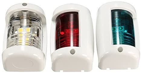 Luzes de navegação -vermelho, verde e branco- 112,5º e 135º - Barco