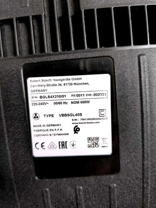 Vendo aspirador BOSCH VBB-SGL40S