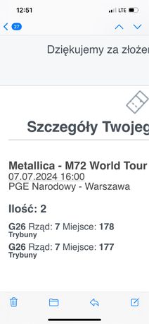 Bilety na koncert Metallica 07.07.2025 taniej niz na bilecie