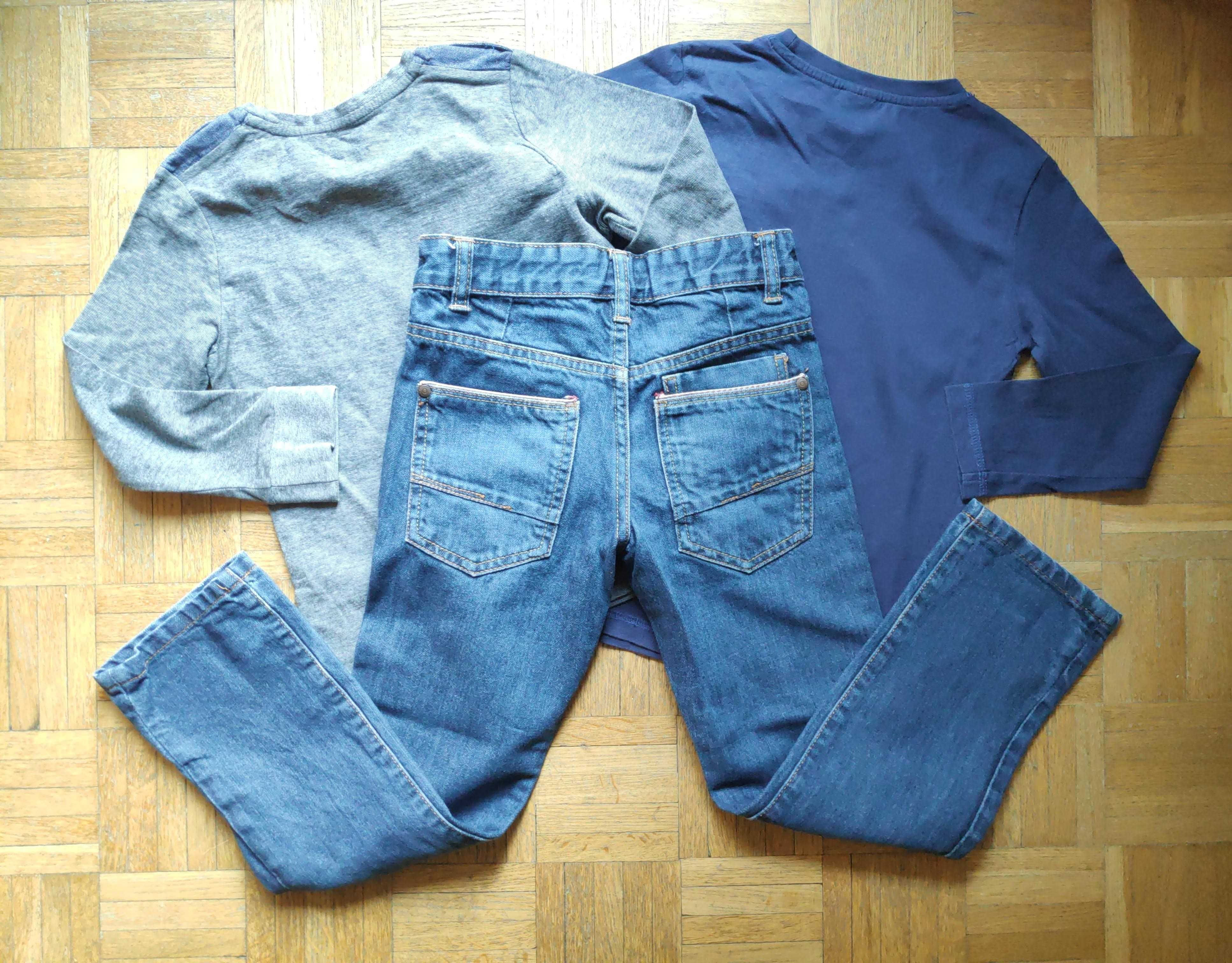 Komplet: dżinsy rurki George + dwie bluzki, rozmiar 122