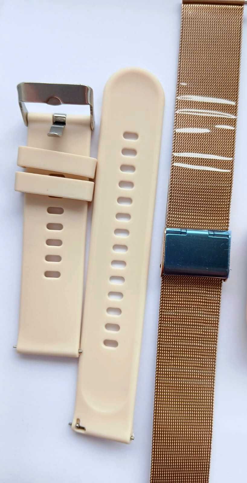 Smartwatch damski złoty, dwa wymienne paski, nowy