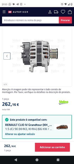 Alternador Renault e Dacia 1.5 Dci