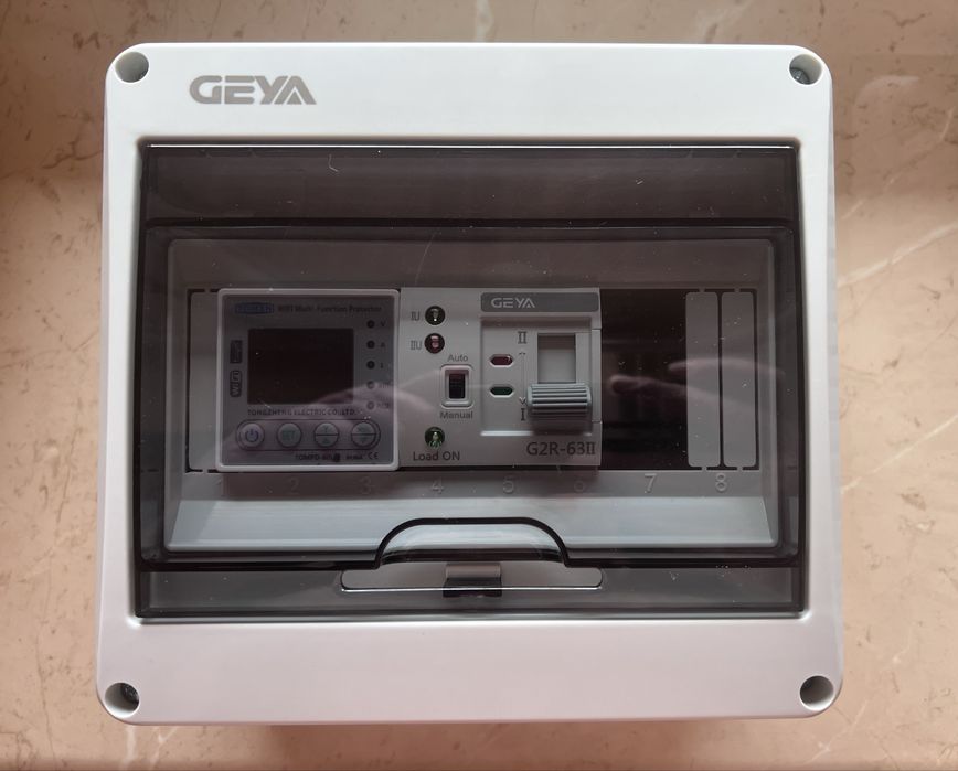 Комплект АВР. TOMZN 80A WIFI + GEYA G2R 2P 63А + Щиток на 8 автоматів