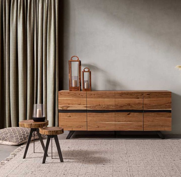 Duża drewniana komoda kredens Aron 4-drzwopwa 198x43x85cm Bizzotto