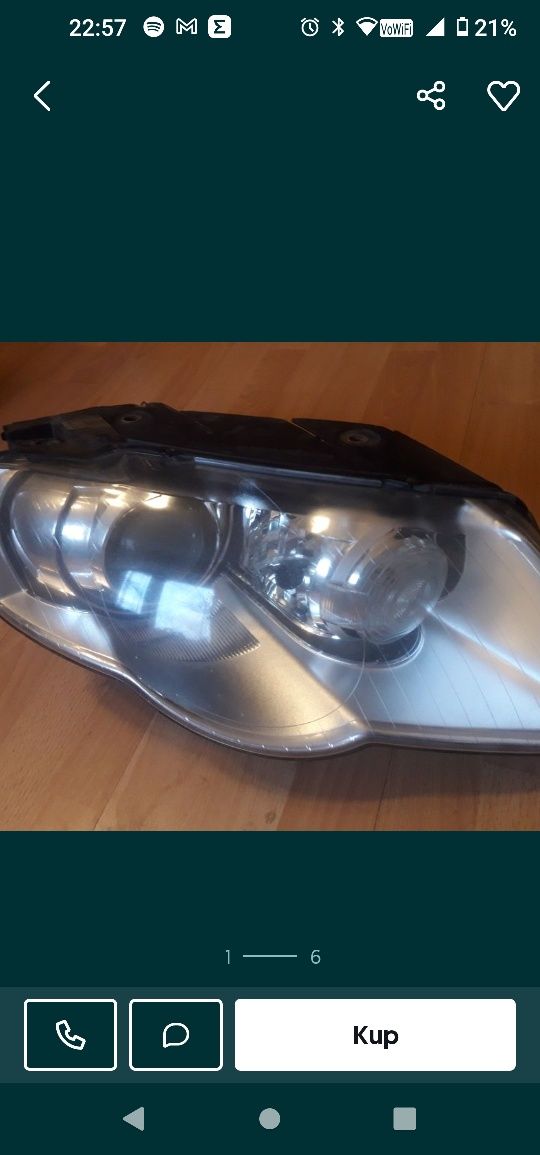 Lampa reflektor Xenon passat b6 na części