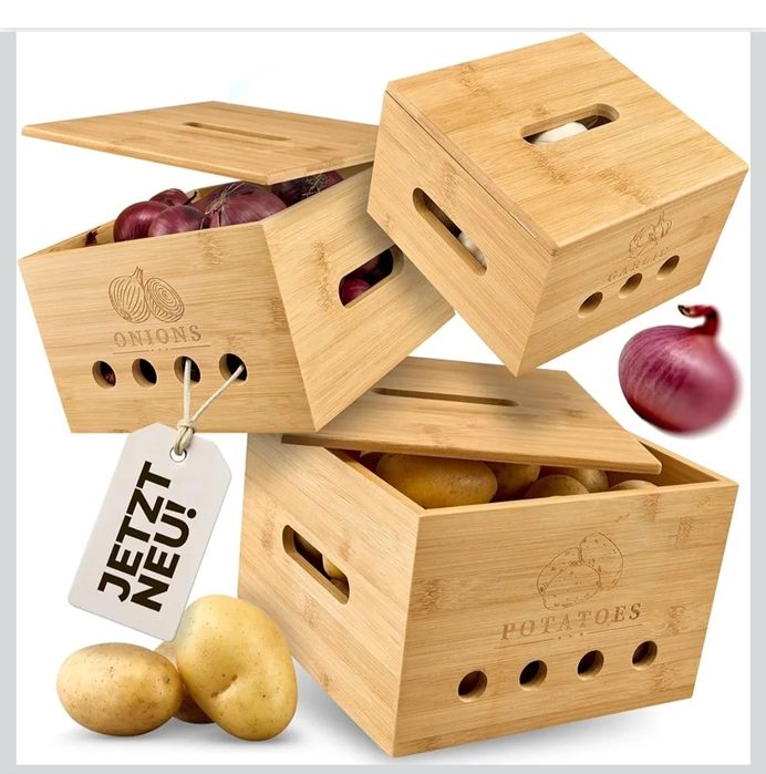Bambusowe skrzynki na warzywa 3szt
