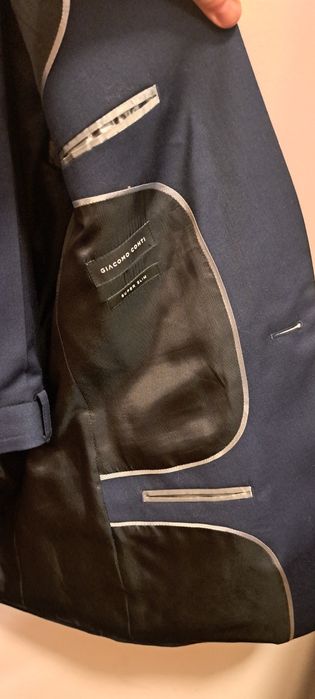 Garnitur granatowy wzrost 176 slim 60% wełna