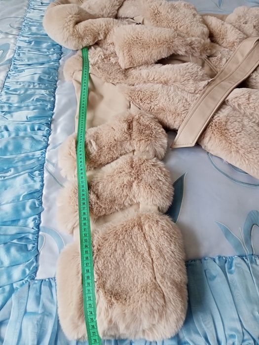 Куртка-шубка еко-шкіра, хутро, бежева