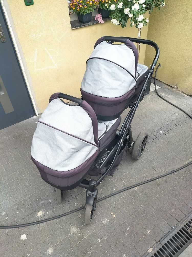 Wózek bliźniaczy jeden za drugim gondola