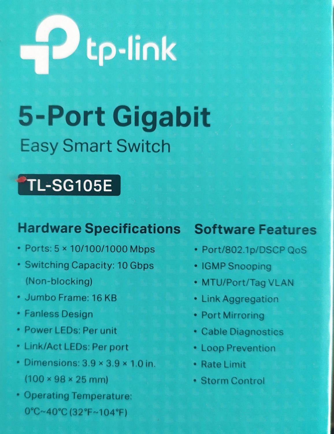 Switch 5 portas gigabit, VLANs, cable diag, link aggregation