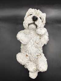 Figurka pies West Terrier Leonardo biały dekoracja leżący piesek