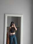Czarno złoty cekinowy crop top rozmiar L