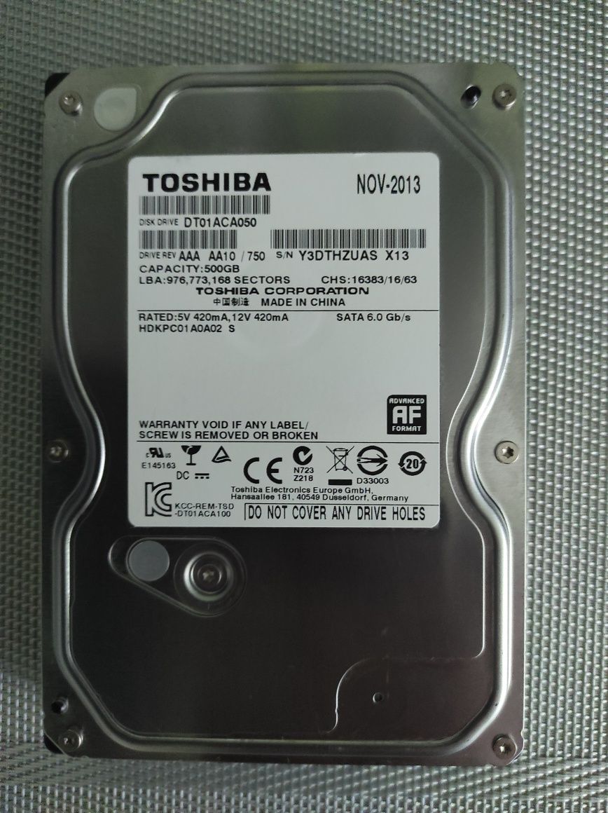 Жесткий диск Toshiba 500GB 7200rpm 32MB DT01ACA050 3.5 SATA III