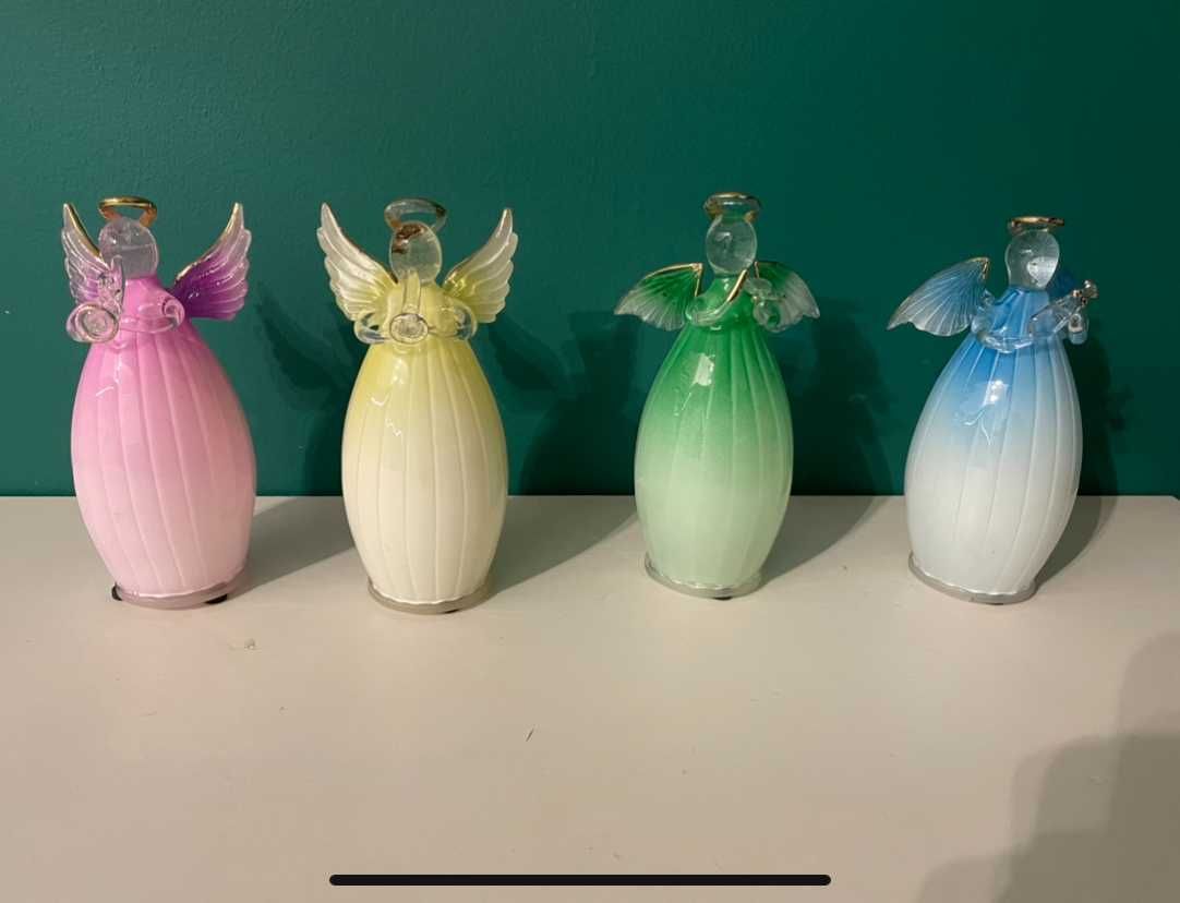 Aniołki szklane zestaw 4 sztuk w 4 kolorach OKAZJA