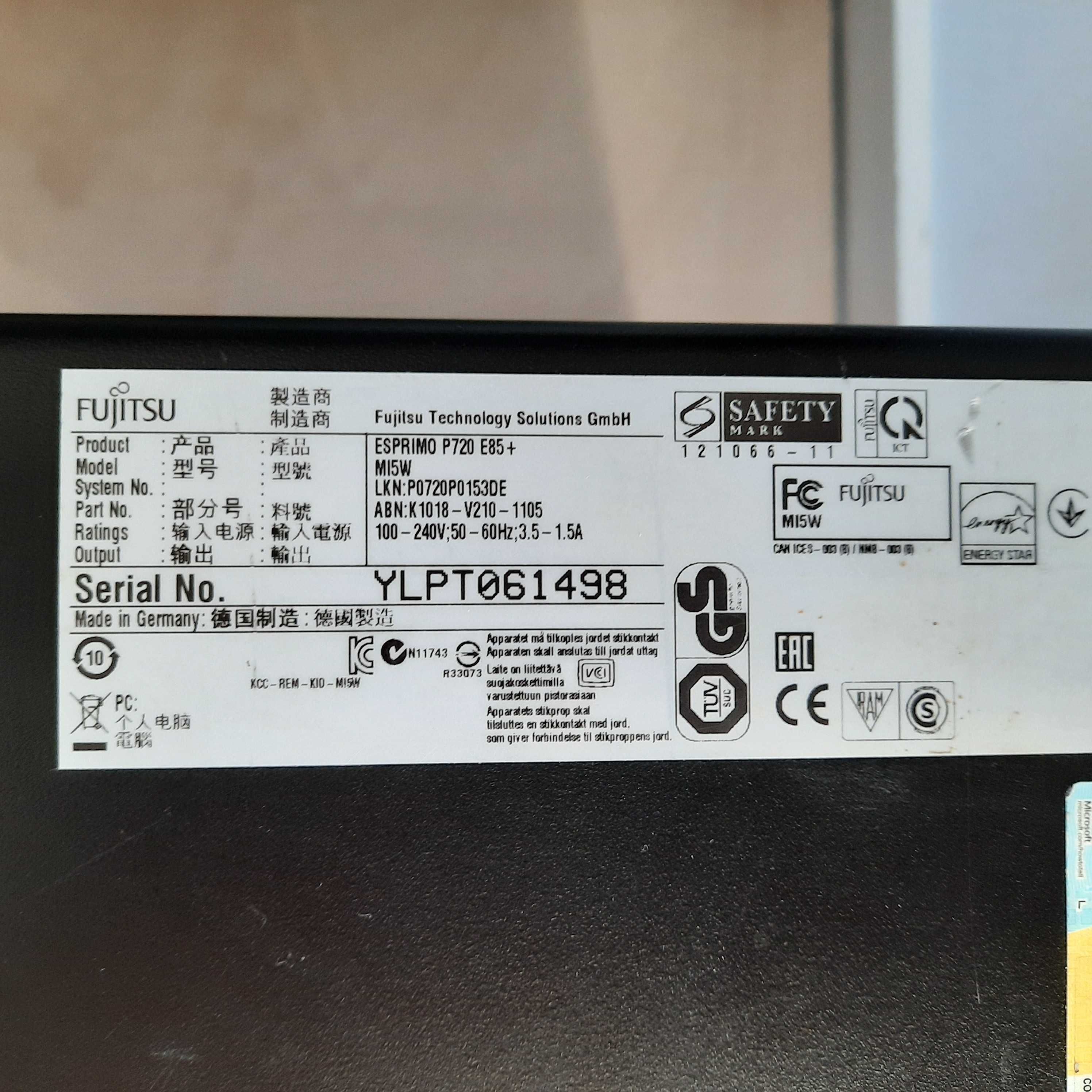 Komputer Fujitsu Esprimo P720 i5/8GB/240SSD/Nvidia P600