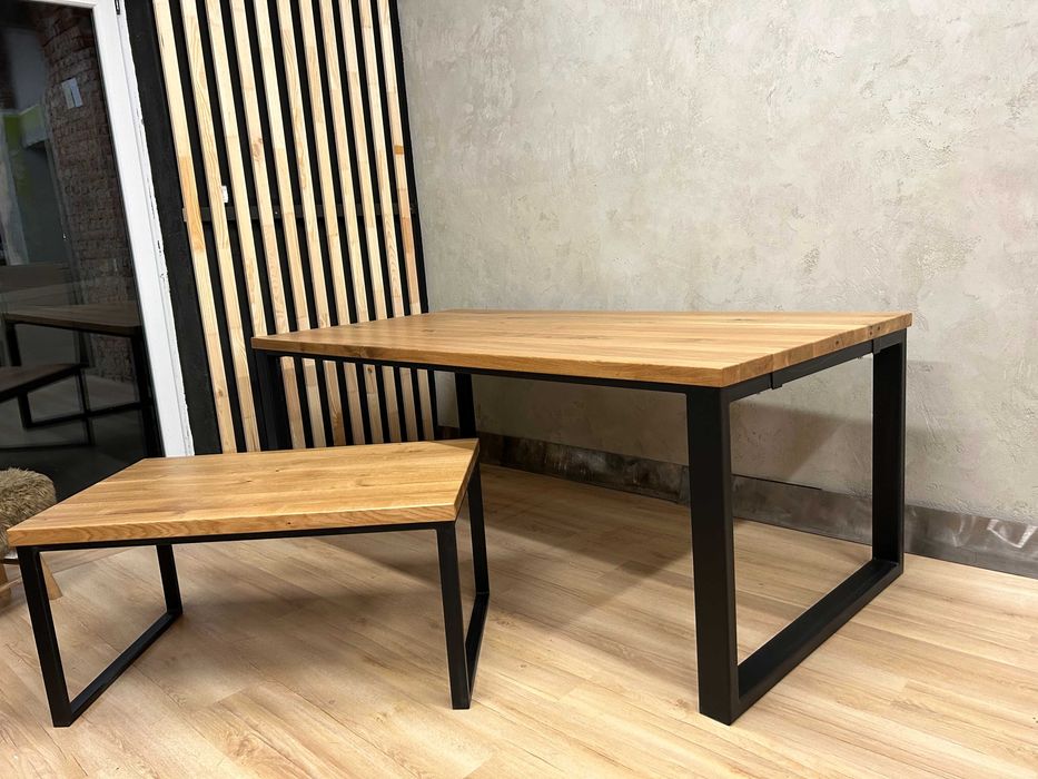 PROMOCJA! nowoczesny stół dębowy metalowa/drewniana noga loft boho hit