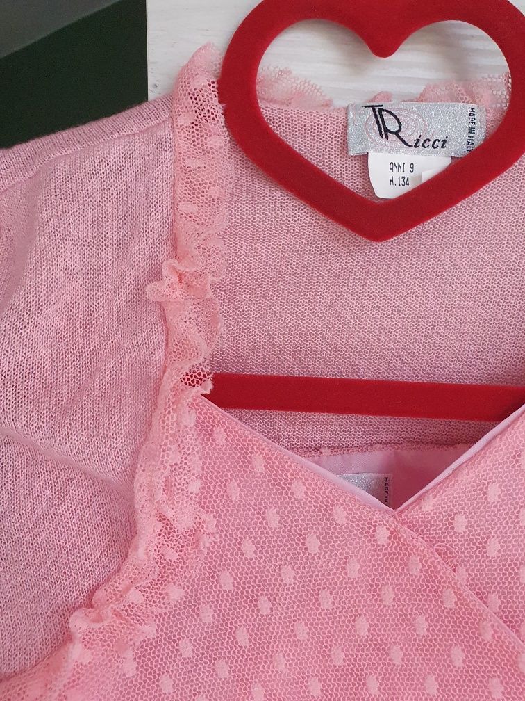 Różowa sukienka ze swetrem rozm. 164