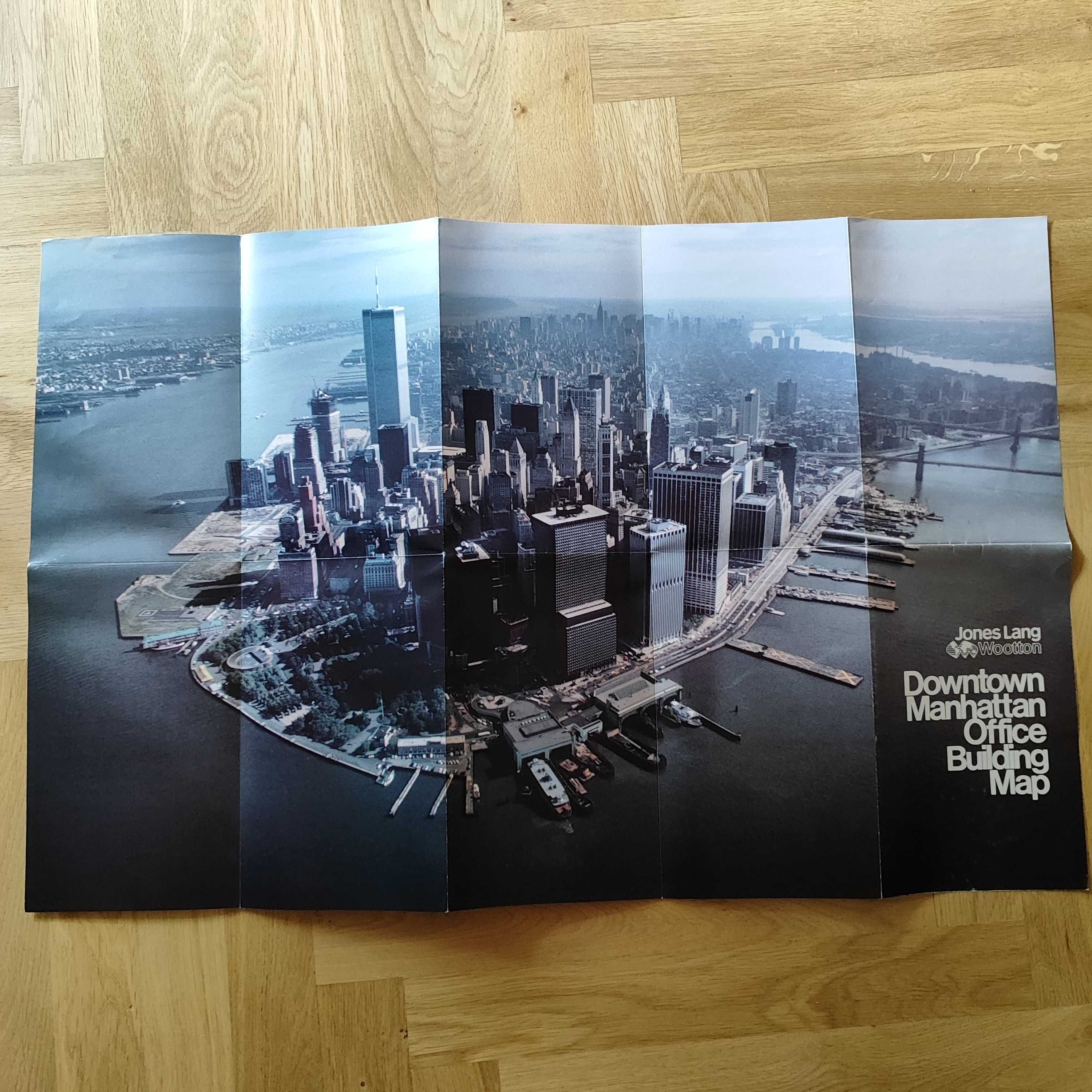 Mapa biurowców Manhattanu NY z WTC, wydanie amerykańskie 1985 r.