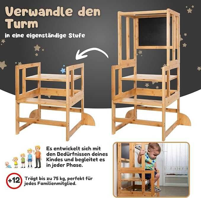 Wieża Drabina Montessori edukacyjna dla dzieci Wielofunkcyjna Bambus