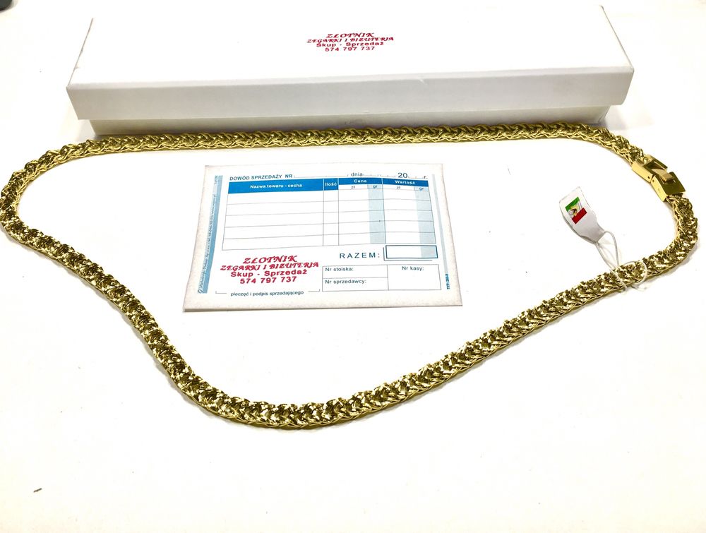 Złoty, męski łańcuszek spl. Armenia•bita próba 585•pozłacany 14K