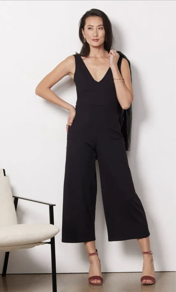 Черный комбинезон Zara комбинезон с широкими штанинами комбінезон