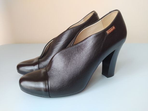 NOWE czarne, skórzane buty Błażej na obcasie r. 38 eleganckie