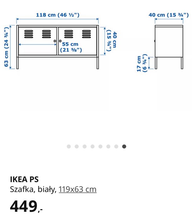 Szafka ikea Ps 119/63 metalowa biała zamukana na kluczyk