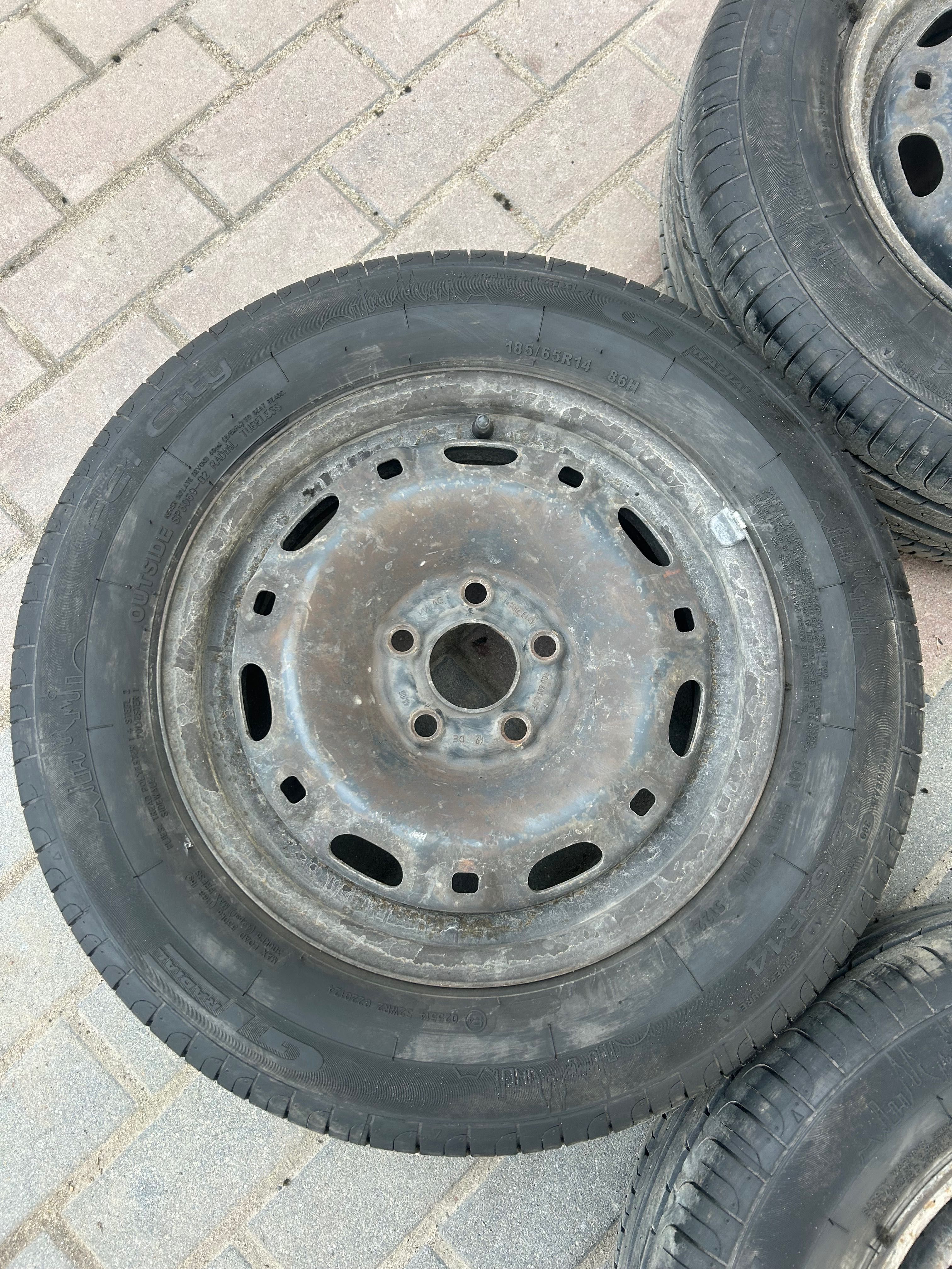 Koła Felgi stalowe 5x100 ET43 Opony letnie 185/65 R14 VW Seat Skoda