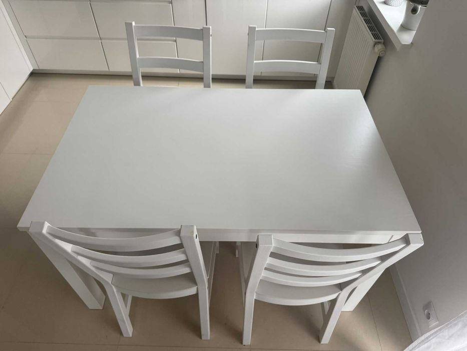 IKEA LANEBERG Stół rozkładany biały 4 NORDVIKEN Krzesło