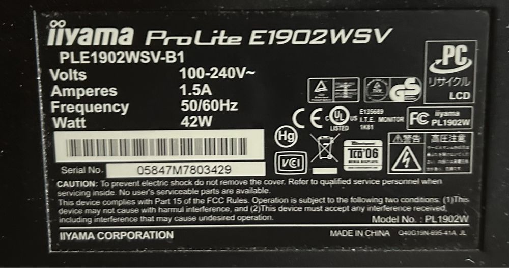 Monitor iiyama 19 cali