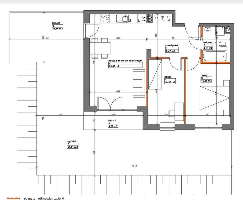 Nowe mieszkanie, trzy pokoje 59m2 + ogród + tarasy, bez pośredników